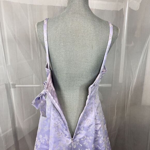 Vintage Roberta for Dillards purple prom dress sz SM velvet floral pattern bow - Picture 7 of 14